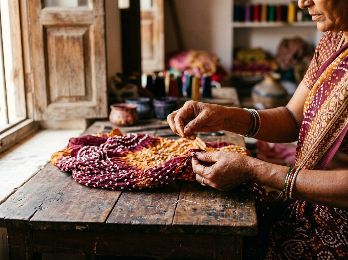 HnS Chunri artisan hand-tying bandhani